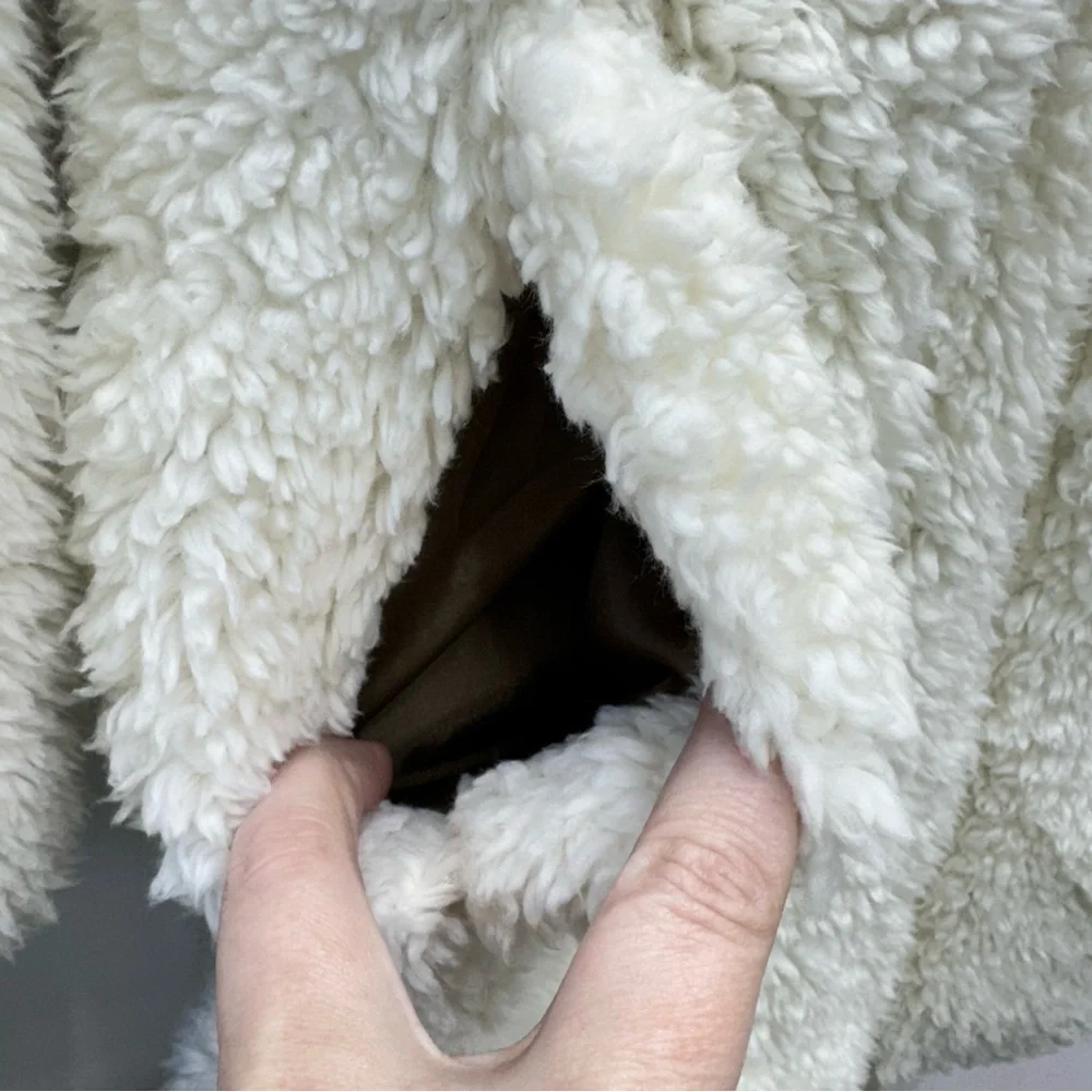 Zyia Active long hair fleece lined‎ hooded teddy jacket coat women's xs